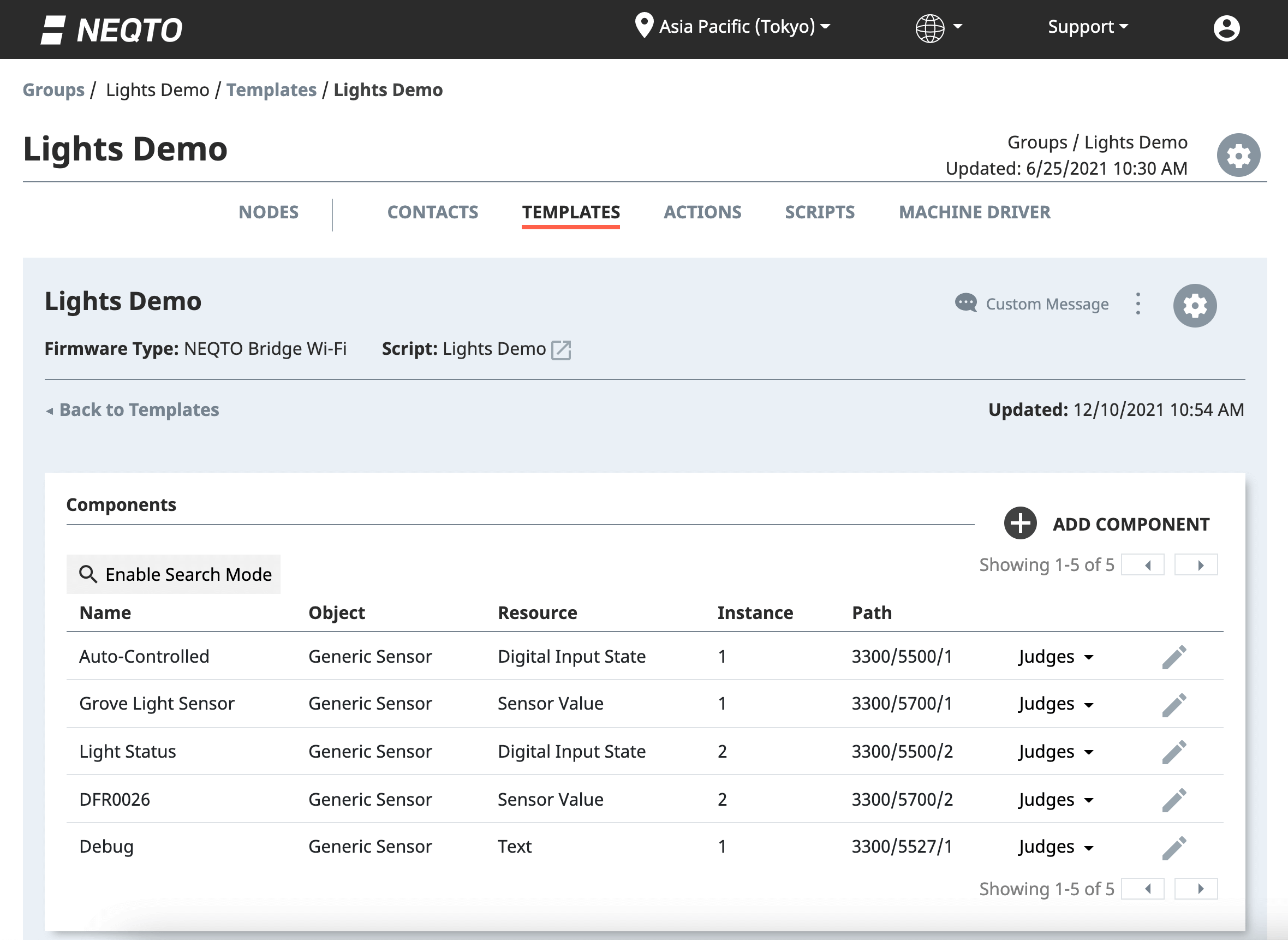 Figure 1: A Template's page on the NEQTO Console