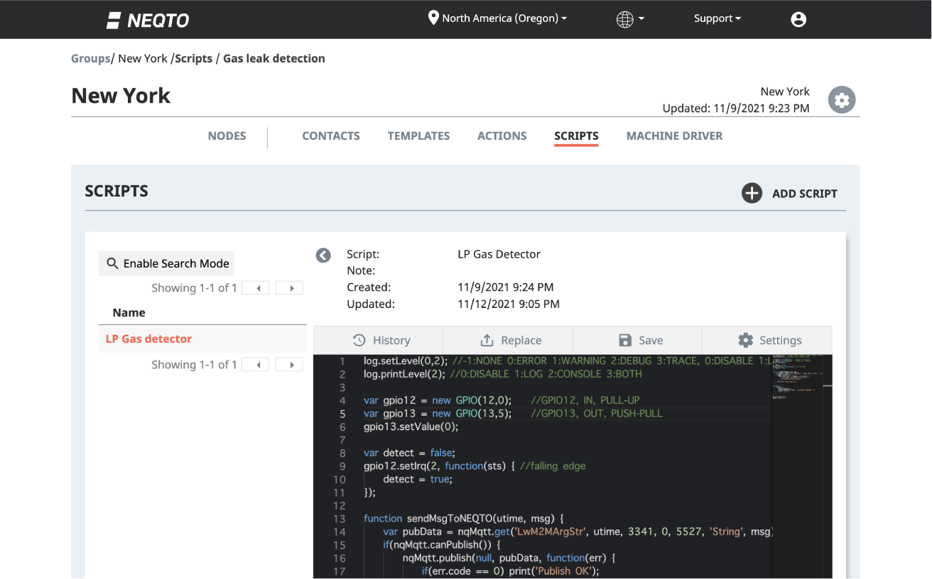 Figure 1: JavaScript Editor on the NEQTO Console