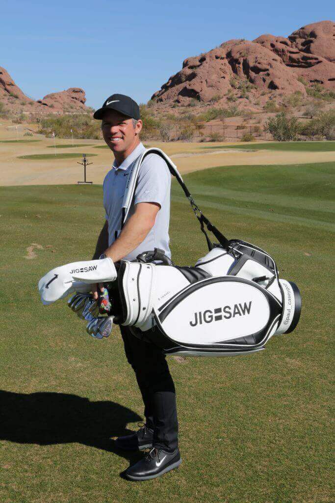 Paul Casey with Golf Bag
