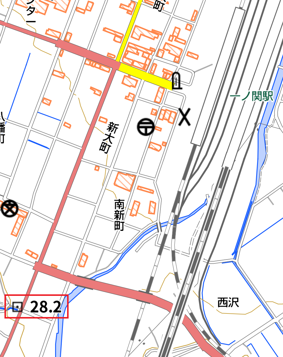 図25. 一関駅近隣水準点　標高28.2m